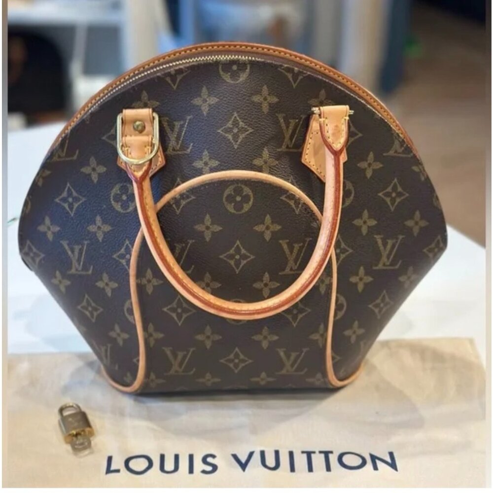 Louis Vuitton Ellipse PM Bag Purse Satchel Top Handle Monogram LV Lock & Key EUC